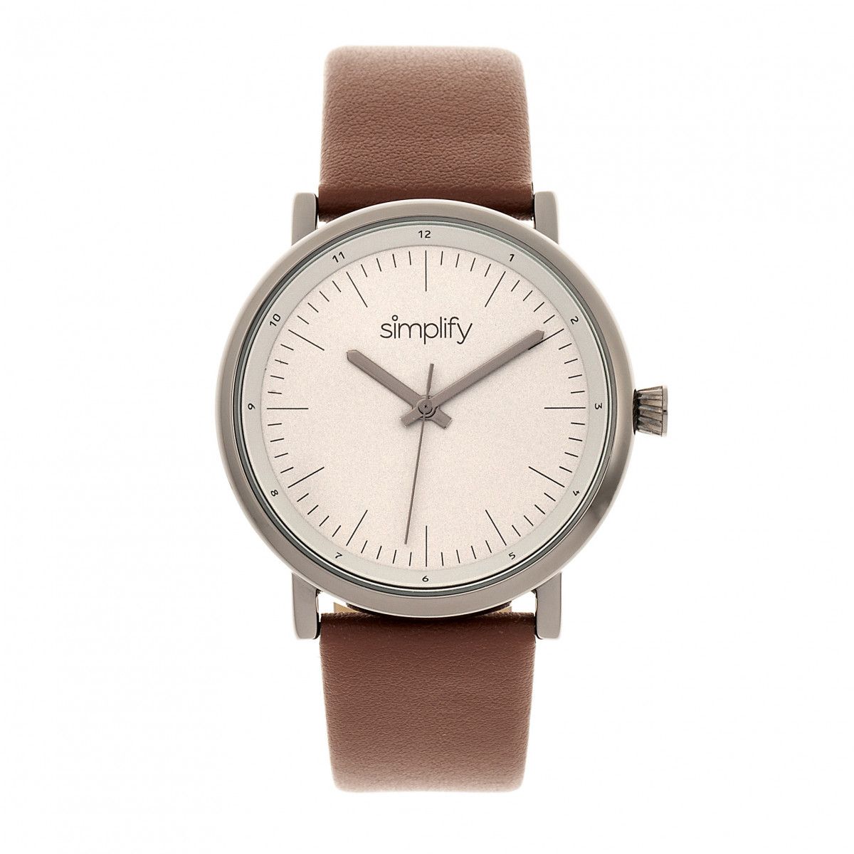 Minimalistische Quarzuhr mit Lederarmband