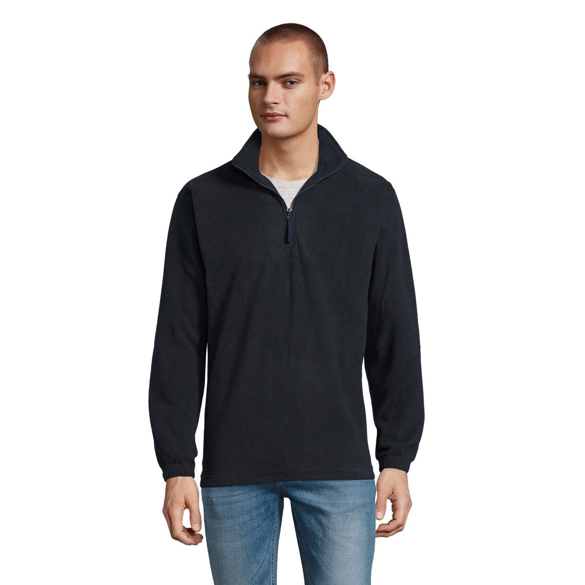 Klassischer Fleece-Pullover mit Halbreißverschluss
