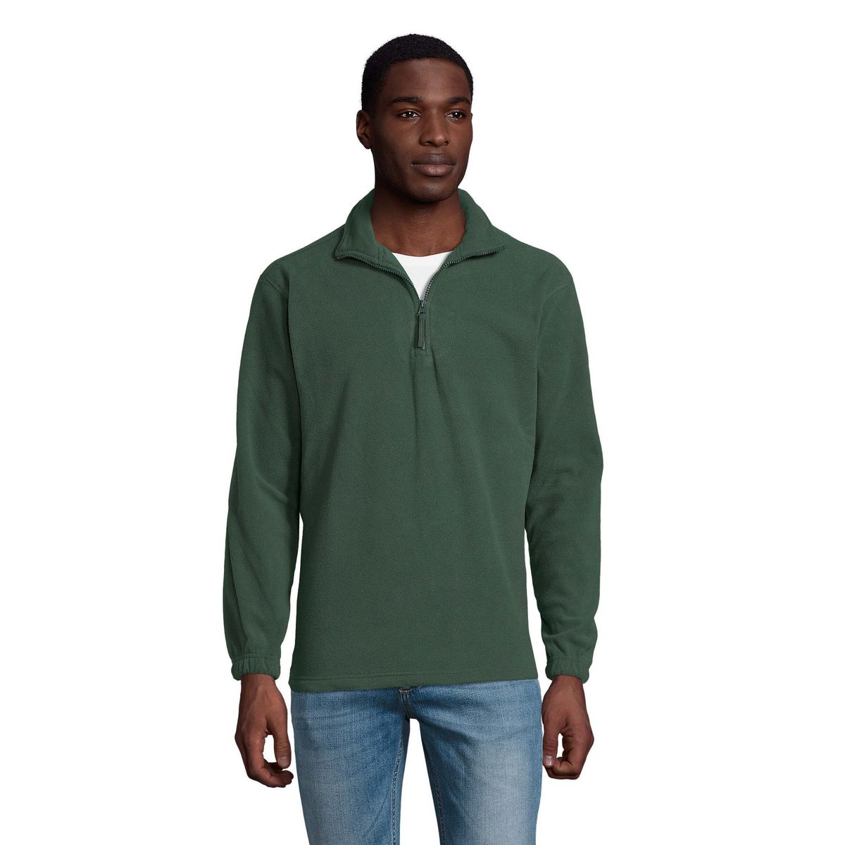 Klassischer Fleece-Pullover mit Halbreißverschluss