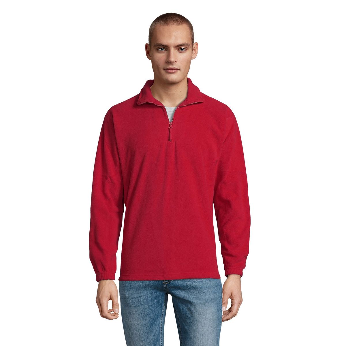Fleecepullover mit halbem Reißverschluss