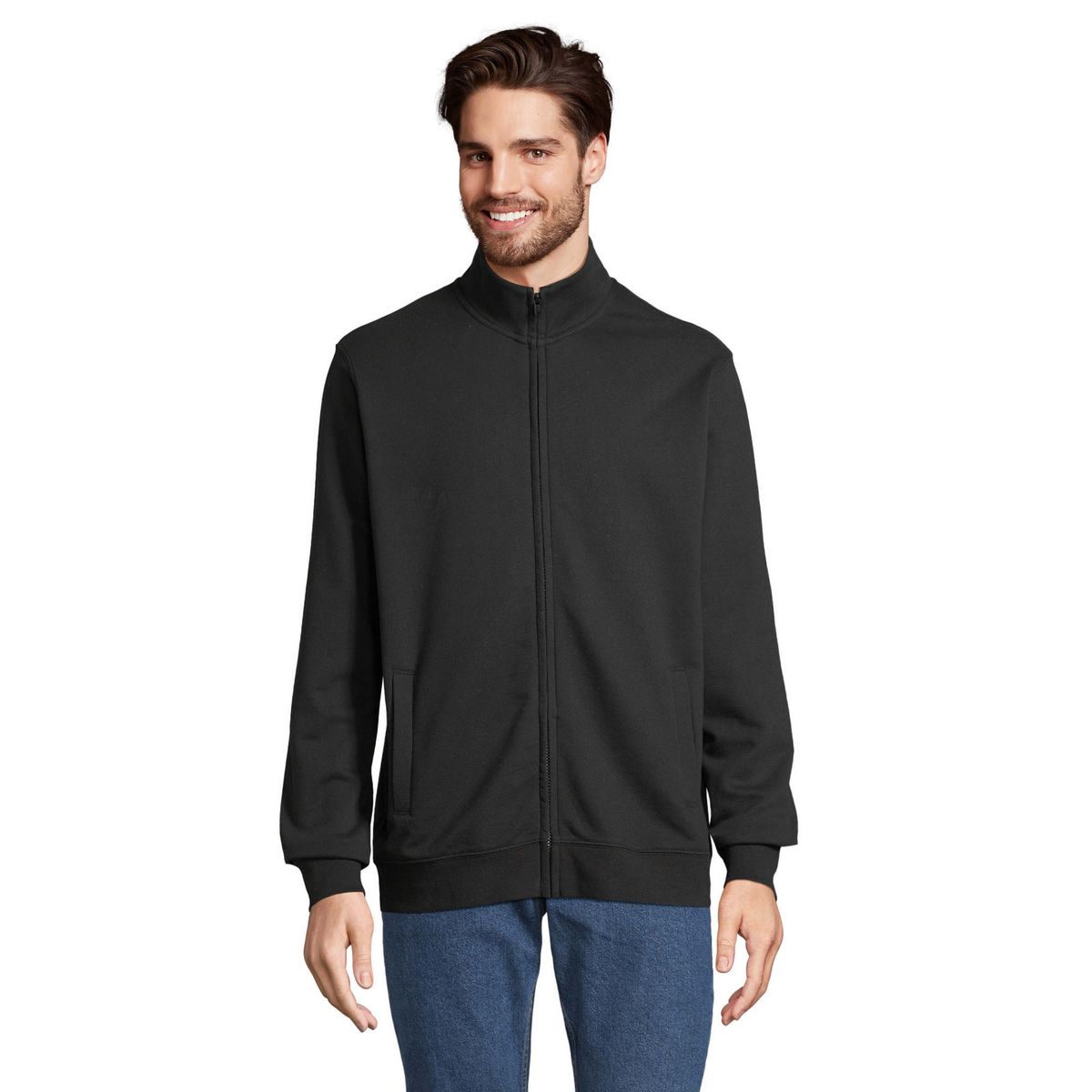 Sweatjacke mit Stehkragen und Reißverschluss