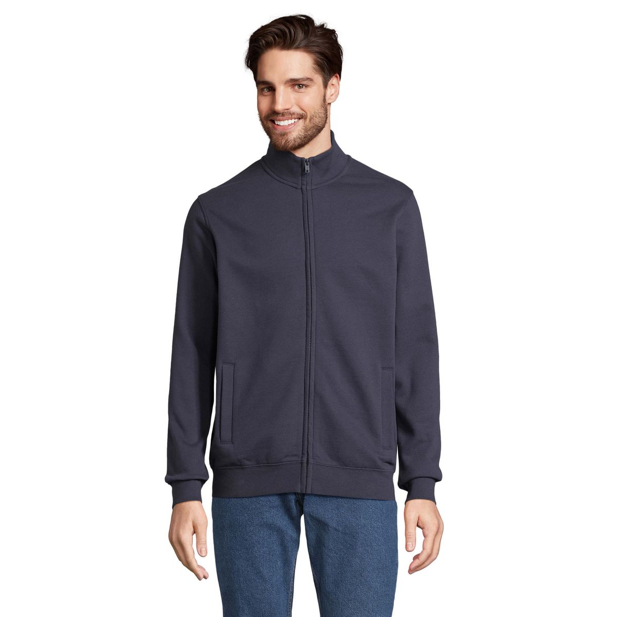 Sweatjacke mit Reißverschluss und Stehkragen