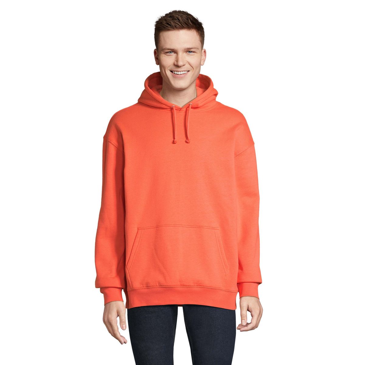 Klassischer Fleece-Kapuzenpullover mit Kängurutasche
