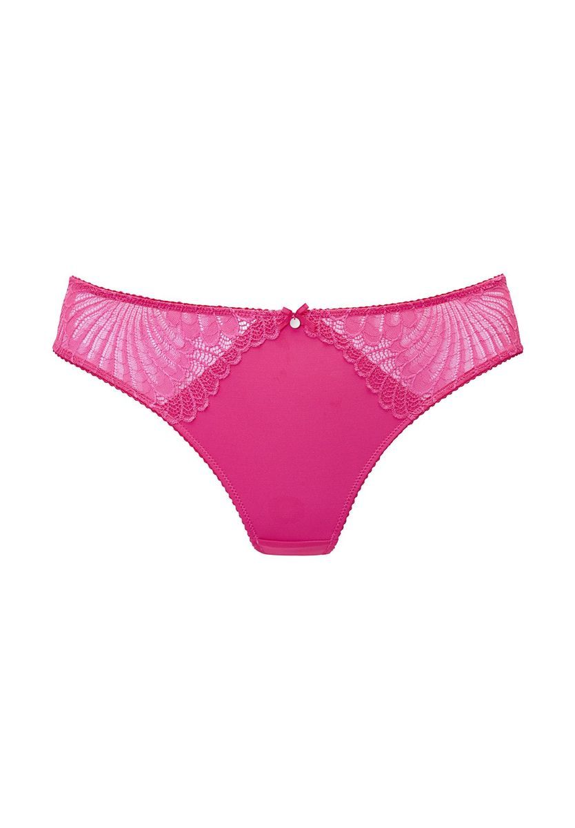 String-Tanga mit Spitzeneinsatz in Pink