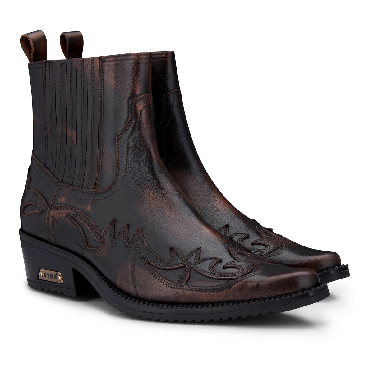 Western-Stiefeletten mit Stickerei und Kuba-Absatz