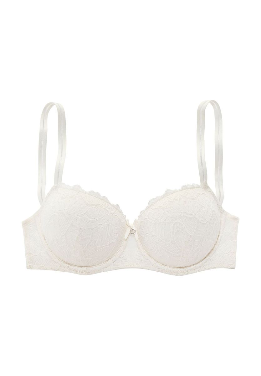 BH mit Spitze, gepolstert, Creme, Weiß