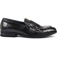 Doppel-Monk-Loafer mit Kroko-Prägung