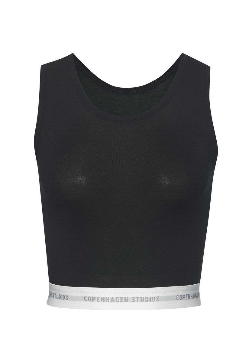 Schwarzes Cropped Tank Top mit Logobund
