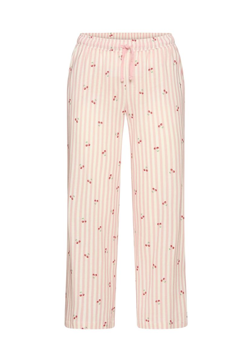 Loungewear-Hose mit Kirschmuster und Kordelzug