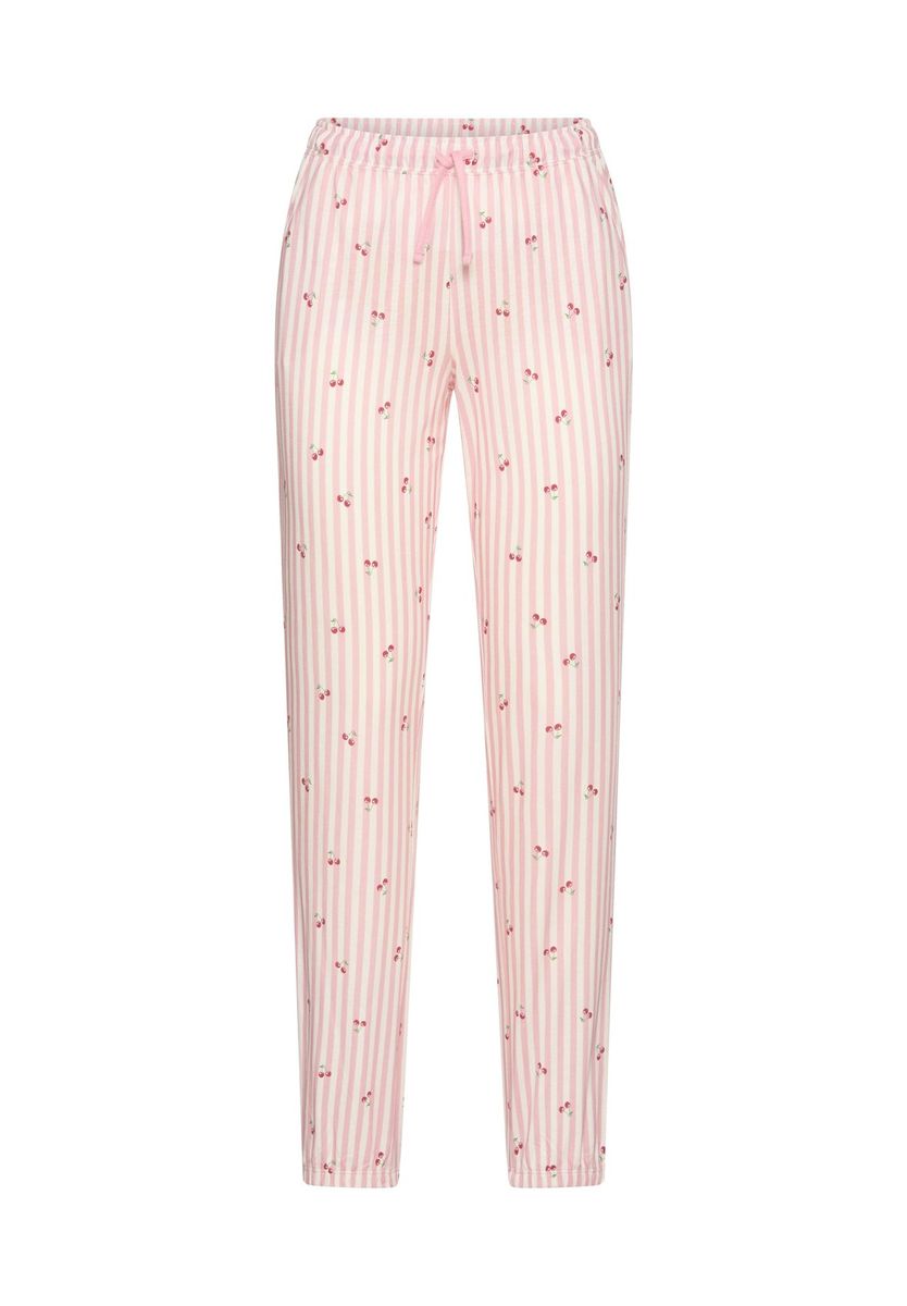 Gestreifte Loungewear-Hose mit Kirschmuster