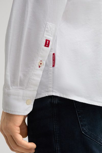 Joop Jeans Haven Weißes Baumwollhemd mit Button-Down-Kragen
