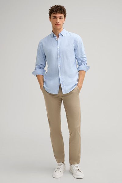 Joop! Jeans Haven Hellblaues Baumwoll-Langarmhemd mit Button-Down-Kragen