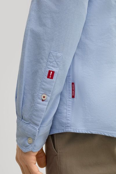 Joop! Jeans Haven Hellblaues Baumwoll-Langarmhemd mit Button-Down-Kragen