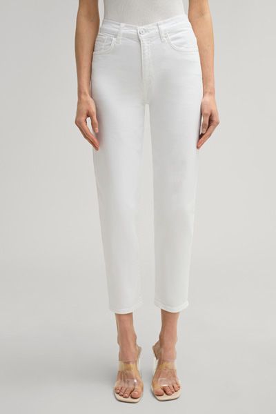 RAGMAN Weiße Tapered Jeans Marlin Hohe Taille Cropped Länge