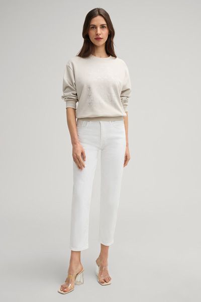 RAGMAN Weiße Tapered Jeans Marlin Hohe Taille Cropped Länge