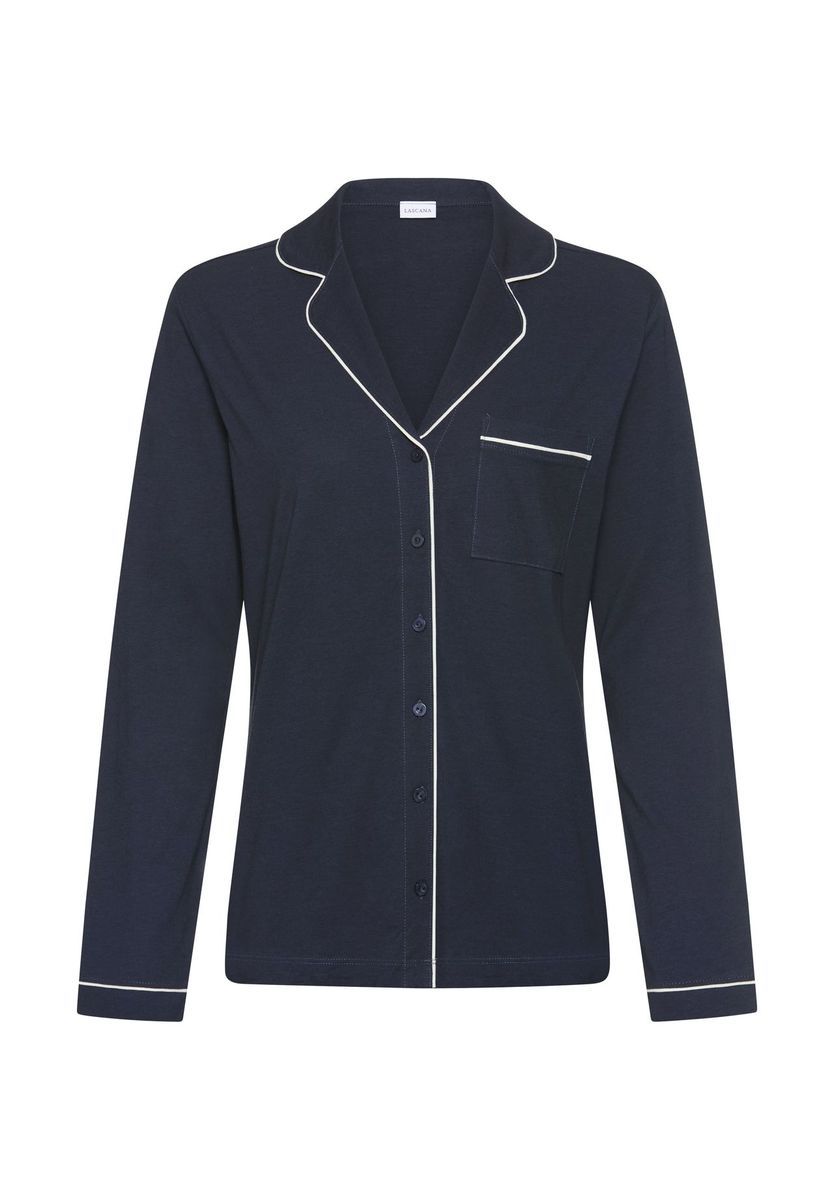 LASCANA Schlafanzug-Oberteil Sleep Selection, Brusttasche, für Damen, schwarz, 36/38