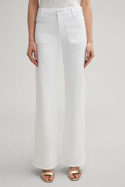 Marc Cain Weiße Schlaghose High Waist Utility Jeans