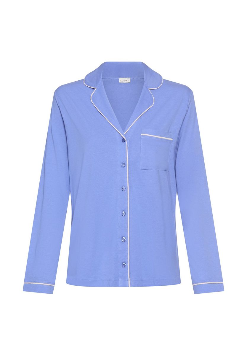 LASCANA Schlafanzug-Oberteil Sleep Selection, Brusttasche, für Damen, blau, 48/50