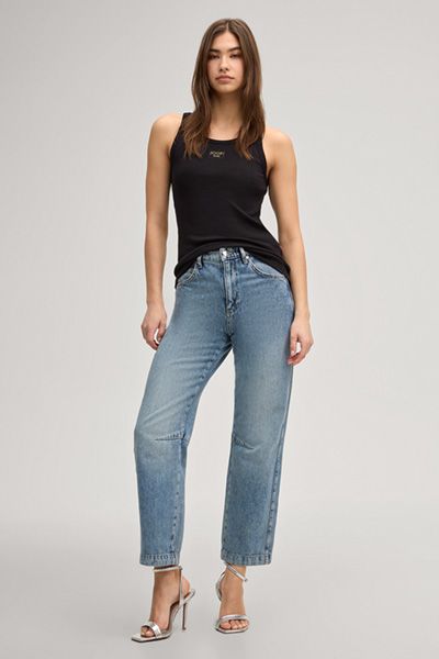 Joop! Jeans Tana Schwarzes Geripptes Tanktop aus Stretch-Baumwolle