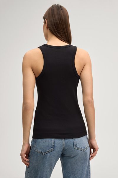 Joop! Jeans Tana Schwarzes Geripptes Tanktop aus Stretch-Baumwolle