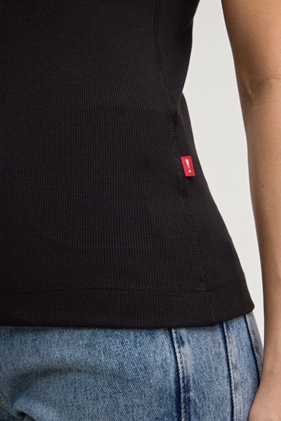 Joop! Jeans Tana Schwarzes Geripptes Tanktop aus Stretch-Baumwolle