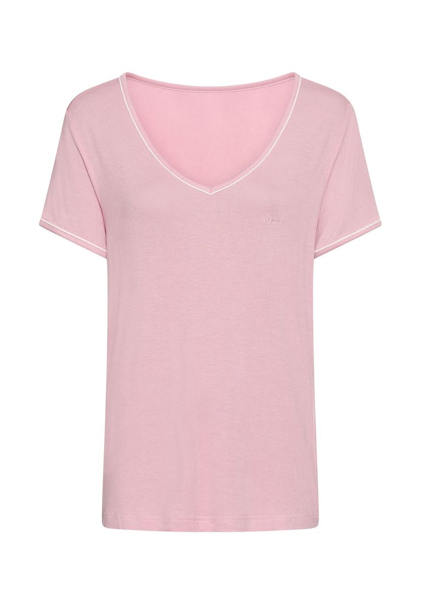 Locker geschnittenes Schlafshirt mit V-Ausschnitt