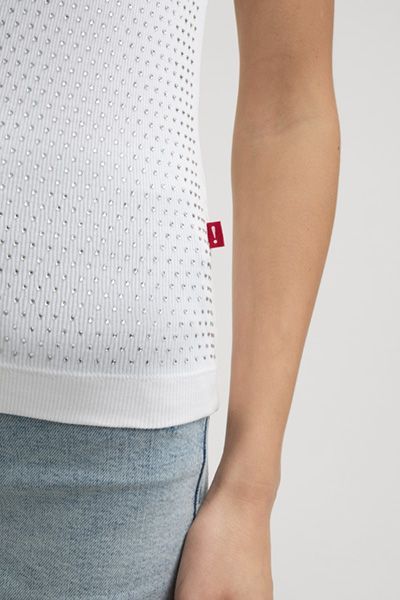 Tunka Weißes geripptes Tanktop mit Strassverzierungen
