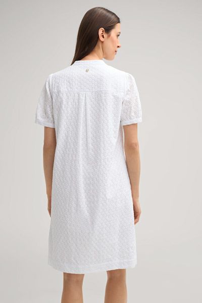Marc Cain Weißes Baumwollkleid Kurzarm Stehkragen