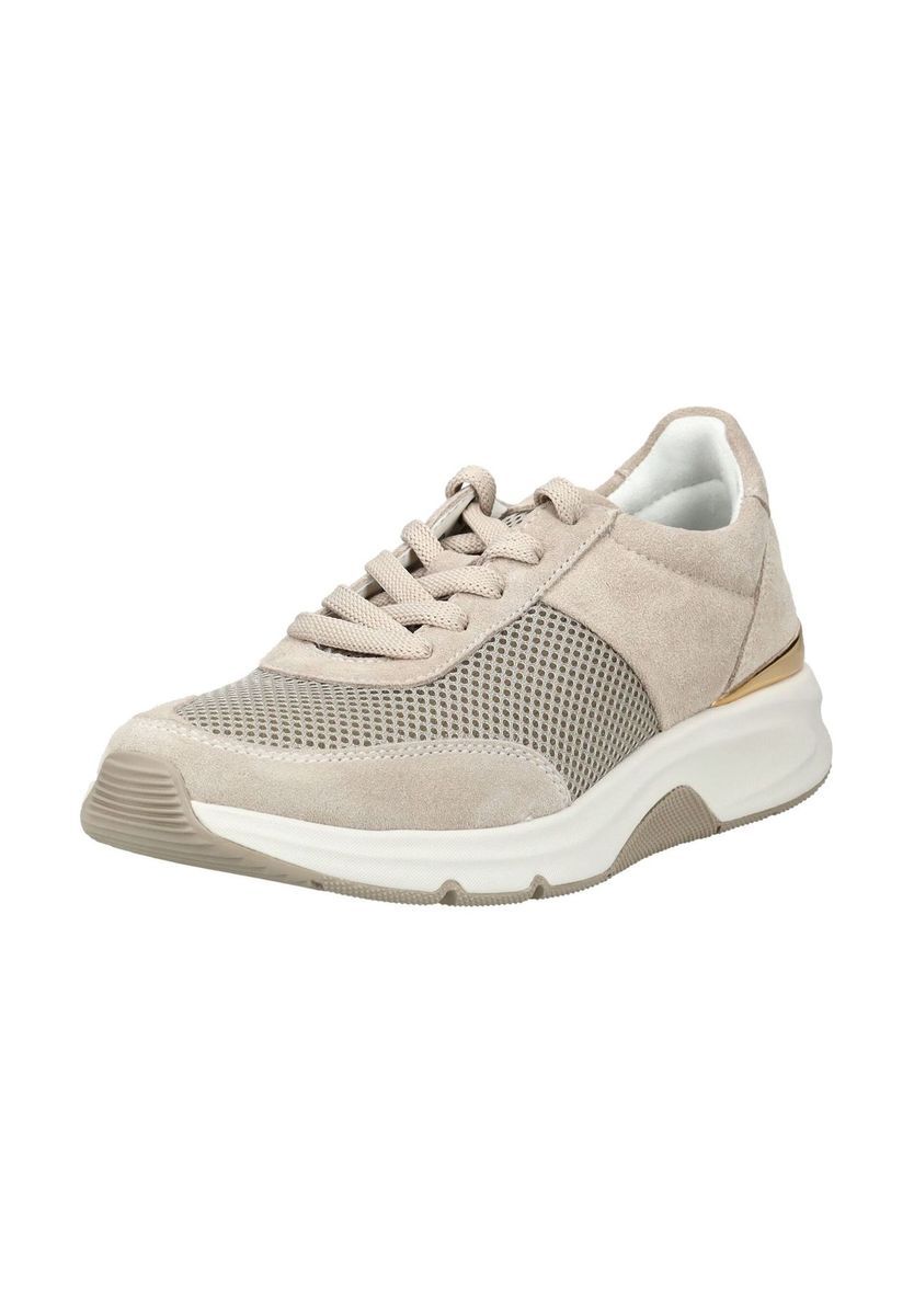 Beige Wildleder & Mesh Schnür-Sneaker