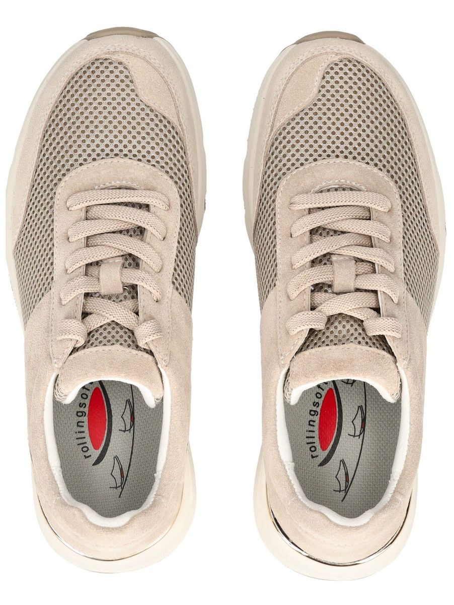 Beige Wildleder & Mesh Schnür-Sneaker