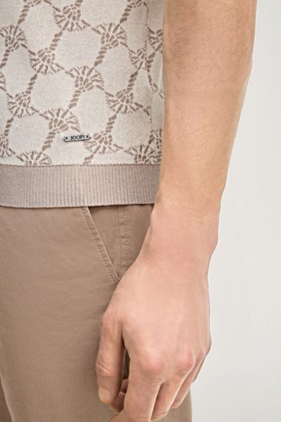 Joop! Kurzarm Strick T-Shirt Ravao mit Cornflower-Muster Beige Unisex