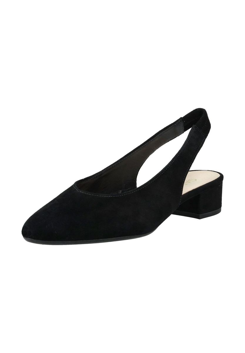 Klassische Wildleder Slingback Pumps mit Blockabsatz