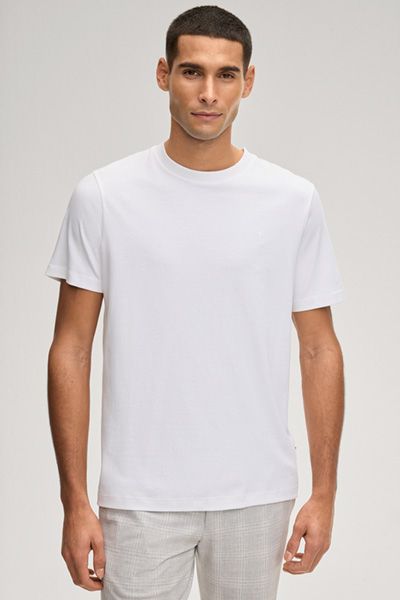 Joop! Priamo Weißes Baumwoll-T-Shirt Klassische Passform Rundhalsausschnitt