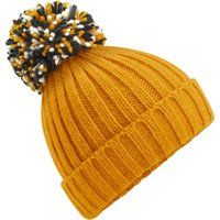 Rippstrick-Beanie mit Bommel
