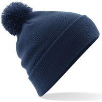 Gerippte Strickmütze mit Bommel