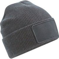 Gerippte Beanie mit abnehmbarem Patch