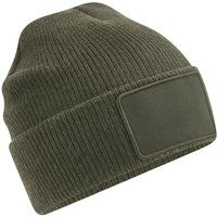 Rippstrick-Beanie mit abnehmbarem Patch