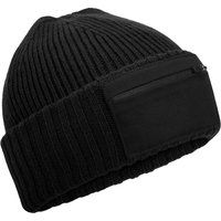 Rippstrick-Utility-Beanie mit Reißverschlusstasche