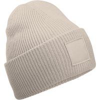 Rippstrick-Beanie mit Front-Patch