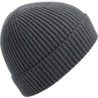 Rippstrick-Beanie mit Umschlag