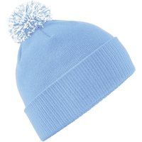Gerippte Strickmütze mit Bommel