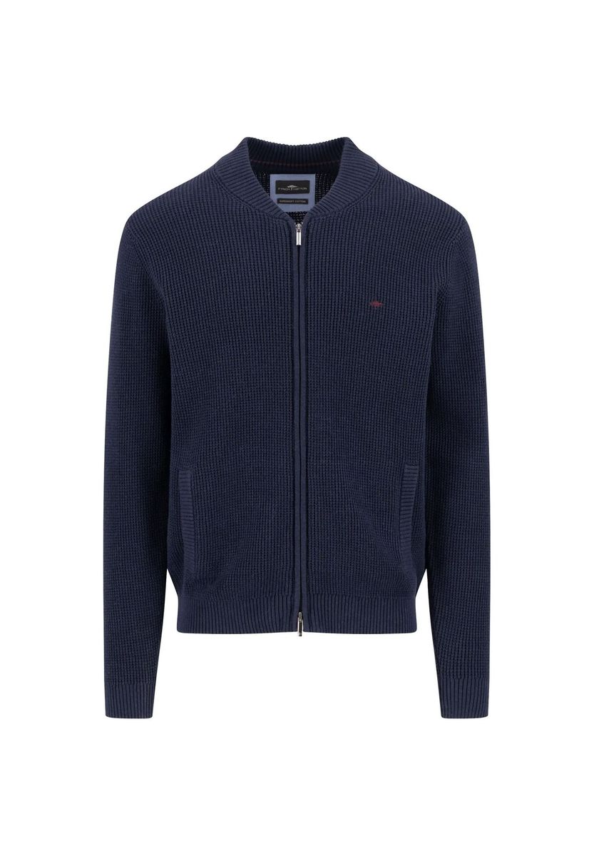 Herren Strickjacke aus marineblauer Baumwolle