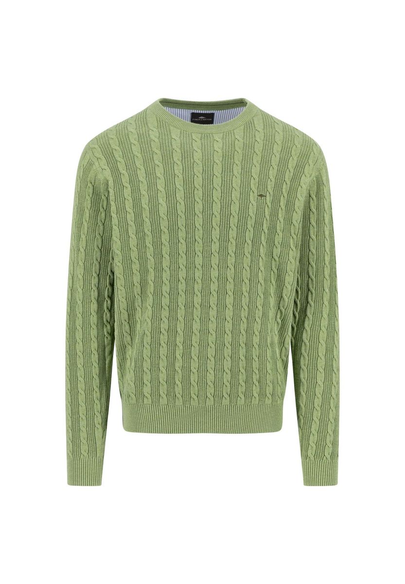 Klassischer Baumwoll-Zopfstrickpullover