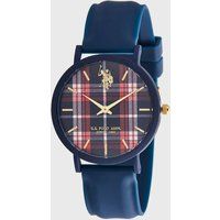 Armbanduhr mit Schottenmuster und Silikonband