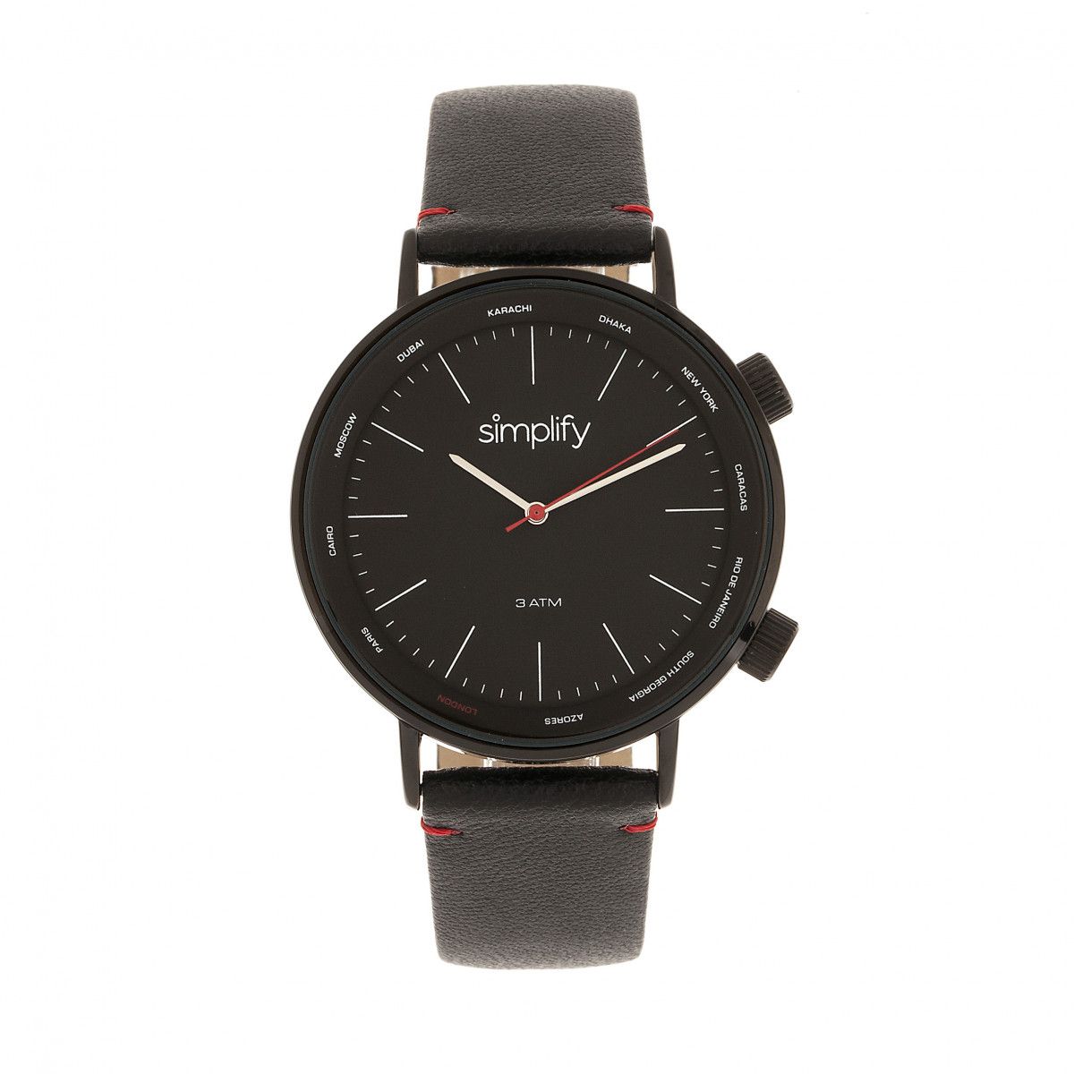 Minimalistische Weltzeit Uhr aus Leder