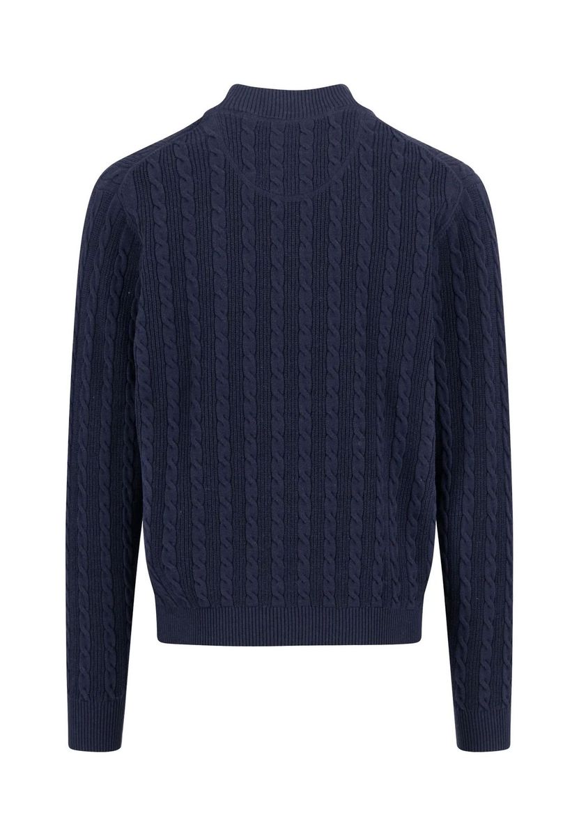 Troyer mit Zopfmuster und Viertelreißverschluss