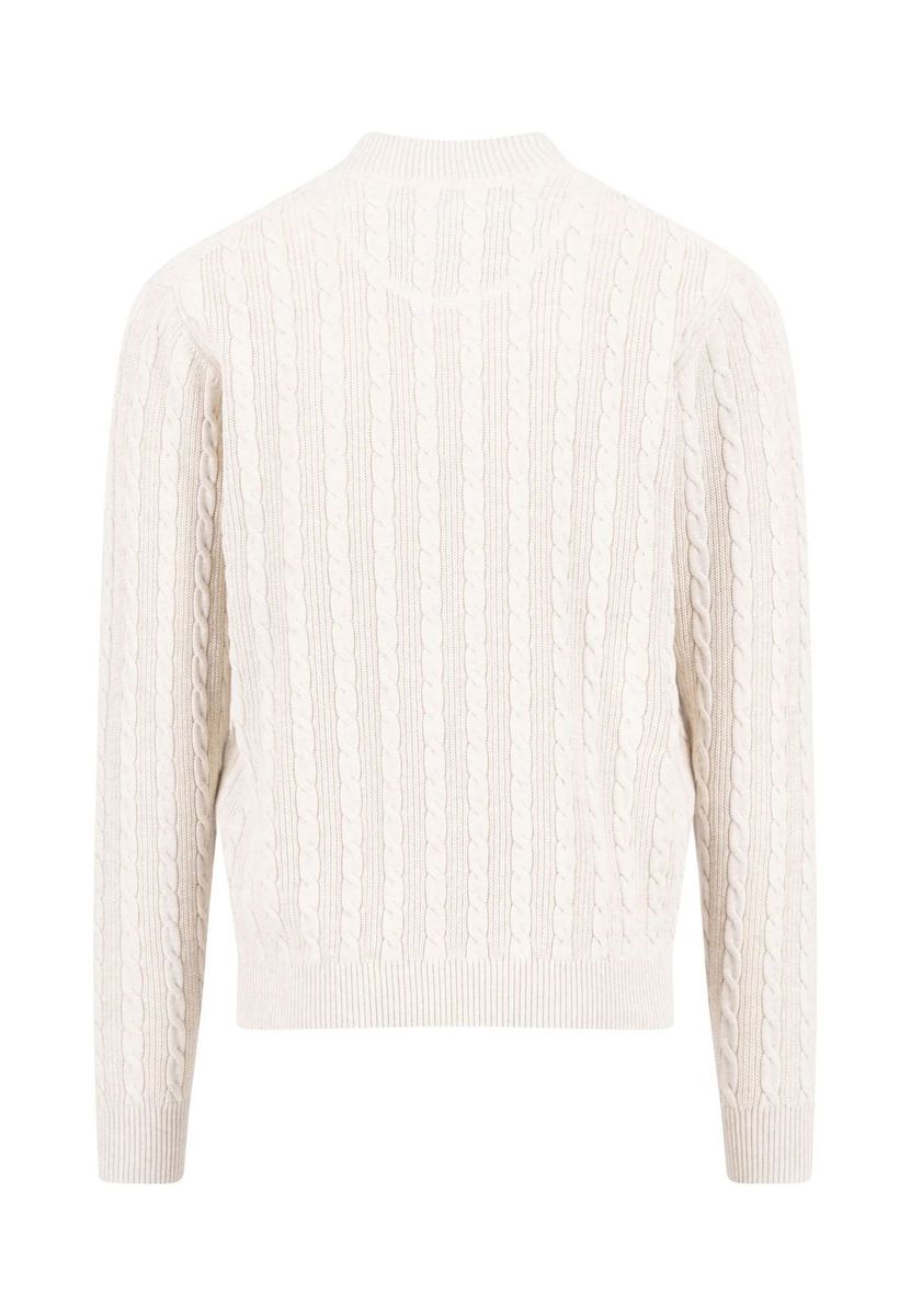 Klassischer Zopfstrick Baumwoll Troyer Pullover