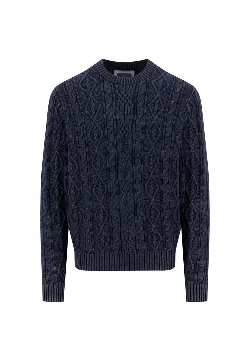 Klassischer Zopfstrick Baumwollpullover