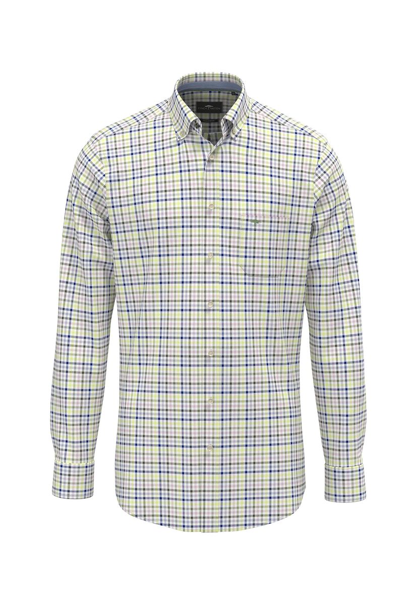 FYNCH-HATTON® Freizeithemd, Langarm, Button-Down-Kragen, für Herren, blau|grün, M