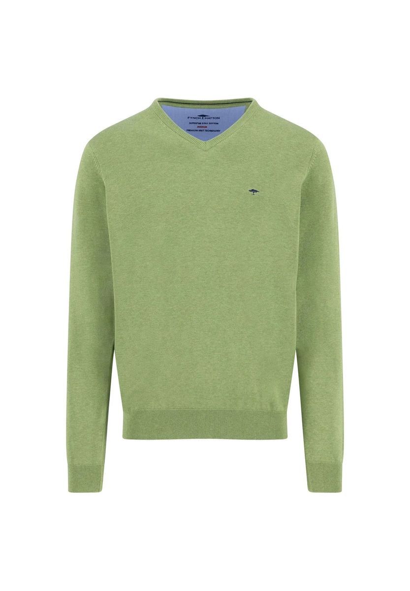 Klassischer V-Ausschnitt Baumwoll Strickpullover